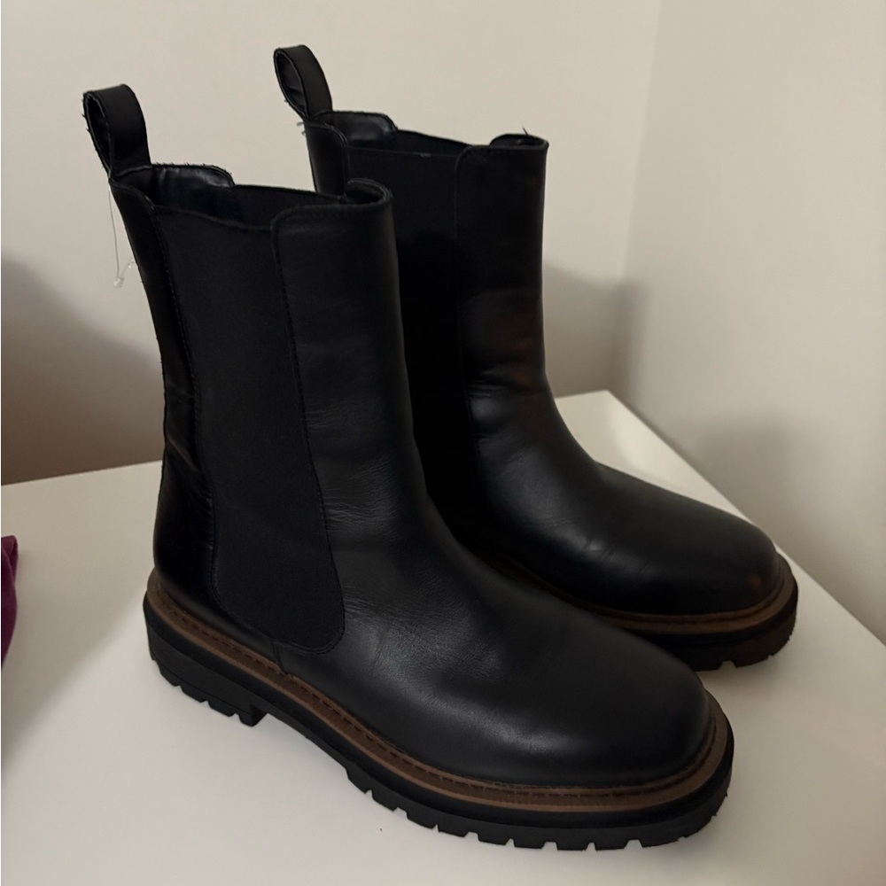 Steve Madden Black Leather Heeled Boots